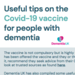 Useful tips on the COVID 19 vaccine for people with dementia